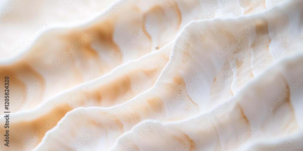 Poster macro shot of seashell texture reveals intricate patterns and vivid colors, showcasing natural beaut