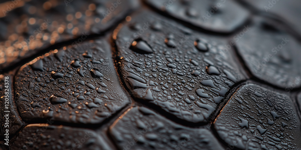 Poster Close up macro shot of lizard skin texture with water droplets, highlighting intricate patterns and natural design