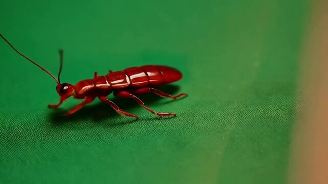 Madagascar cockroach crawls. Green screen. View from above