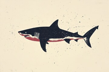 Stylized Great White Shark Ocean Predator Art