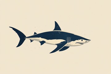 Obraz premium A stylized illustration of a great white shark swimming