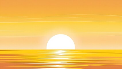 Golden Sunset Over Calm Water with Sky Reflection Graphic Background