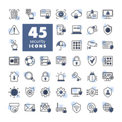 Fototapeta premium Security vector icon set on white background
