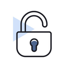 Unlock icon. Security, safety, encryption, privacy concept