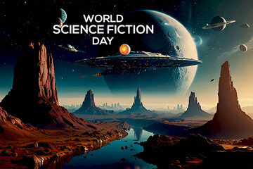 National Science Fiction Day. Immerse in futuristic visuals with this captivating illustration.