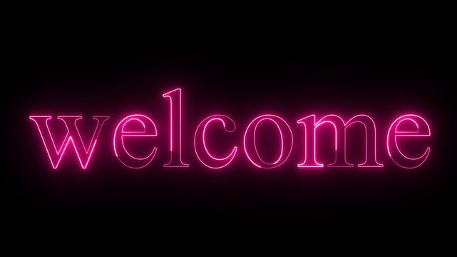 Welcome  neon sign on black background, illustration