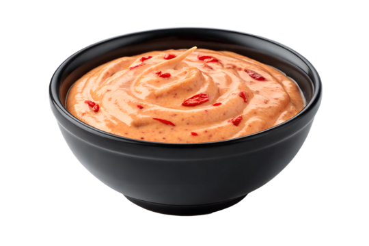 Black Bowl with Creamy Chipotle Aioli Sauce and Mayonnaise