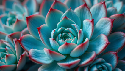 Fototapeta premium Aqua succulents with red tips