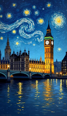 London Big Ben with Starry Sky	