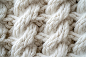 Cozy White Wool Knit Texture Background  CloseUp of Soft Woven Yarn Patterns