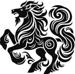 vintage classic mythological animal symbol logo icon silhouette sketch with traditional ethnic