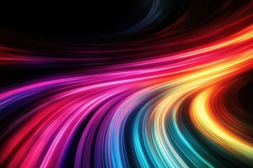 Bright and vibrant abstract lines create a mesmerizing visual effect in dark background