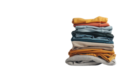 Stack of shirts on transparent background