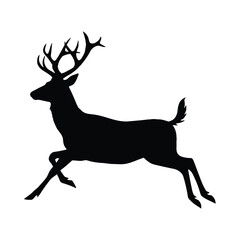 Beautiful Running Deer Silhouette with white background