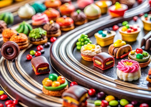 Delicious Miniature Food Circuit: Scalextric Track with Sweet Treats