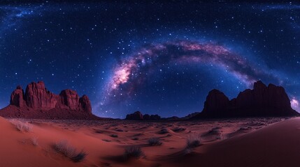 Desert Night Sky Milky Way Panorama
