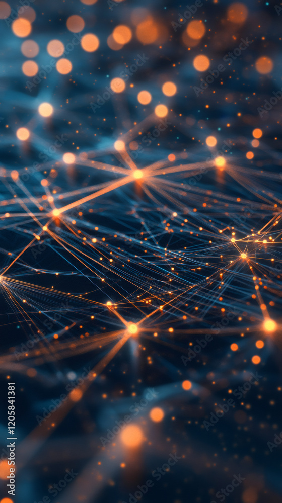 Aufkleber glowing interconnected digital network visualizing advanced data transmission and technological comp