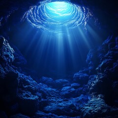 Obraz premium Mesmerizing Underwater Tunnel of Glowing Celestial Light and Clouds