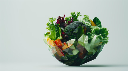 Geometric Salad Bowl Fresh Vegetables