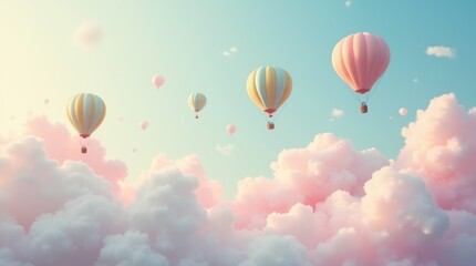 Obraz premium Whimsical Hot Air Balloons in a Pastel Sky