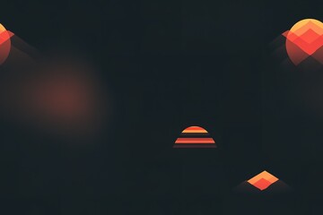 Abstract Sunset Scene with Geometric Mountains