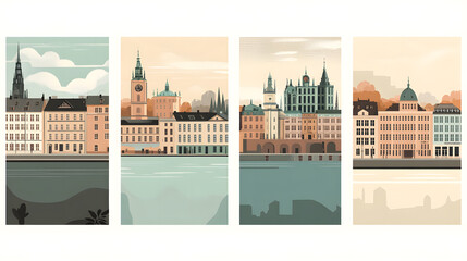 A panoramic view of a city with stunning architectural variety.