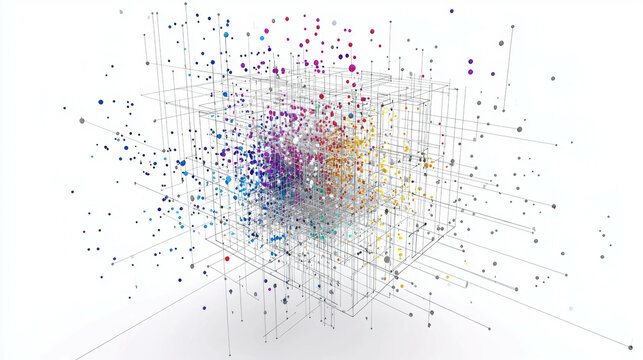 Interactive 3D Scatter Plot with Floating Points in a Dynamic Visual Representation