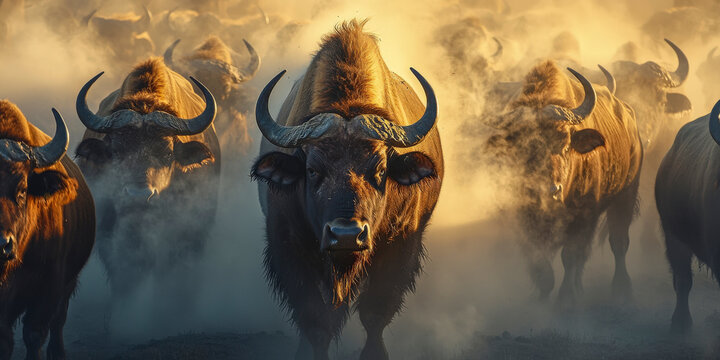 Herd of African buffalo