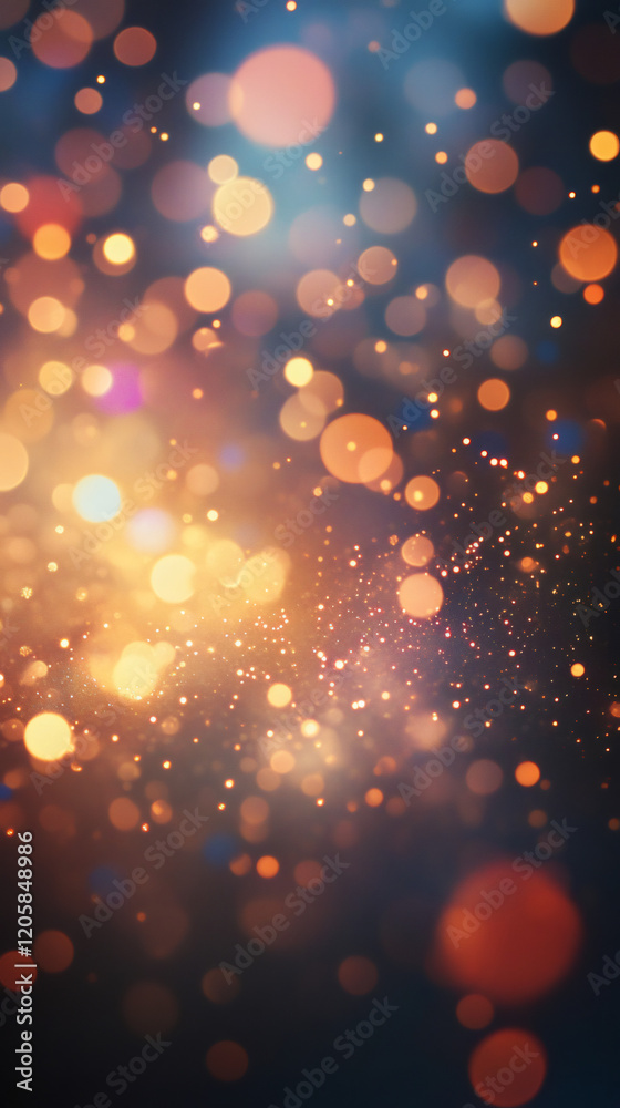 Poster blurry lights creating warm and festive bokeh effect, perfect for backgrounds and celebratory design