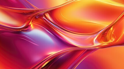 Naklejka premium Abstract vibrant liquid swirls, pink, orange, and yellow gradient.
