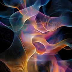 Fototapeta premium Abstract swirling light, dark background, digital art, website header