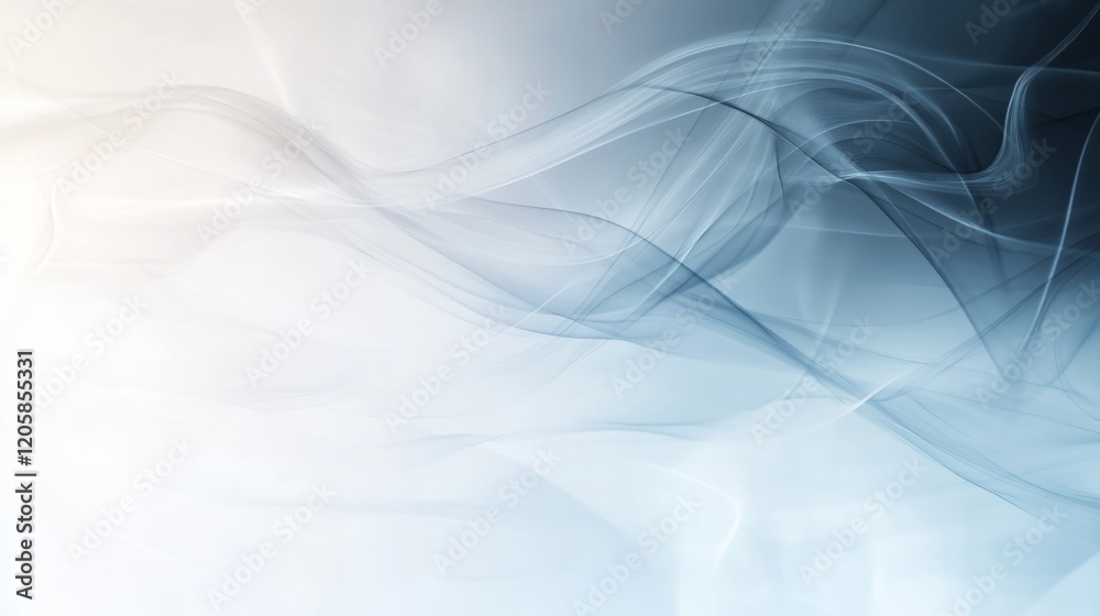 Aufkleber Translucent white waves overlap in a smooth, flowing design on a soft gray background, providing an elegant setting for design projects or marketing materials