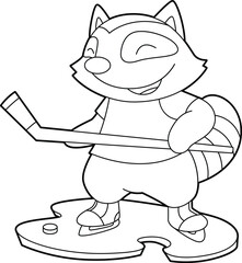 Racoon Ice hockey Ice hockey stick Animal Vector Graphic Art Illustration