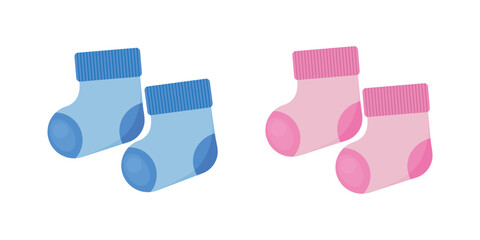 Pink and blue newborn socks for boy and girl.