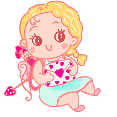 child Cupid angle with a heart