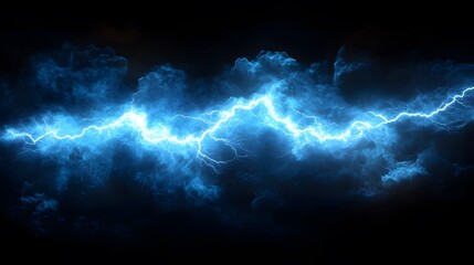 Electric Storm: An electrifying bolt of lightning streaks across a stormy sky, casting an ethereal blue glow against the backdrop of swirling clouds.