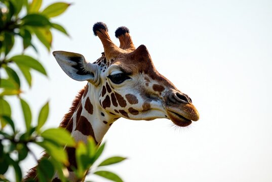 Senegal Giraffe Nibbling, Bandia Reserve Close-up