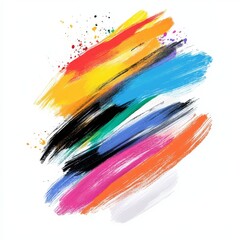 Abstract colorful paint strokes on white background. (4)