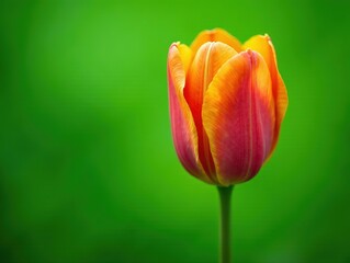 Orange Tulip on Green Background - Stunning AI Photo