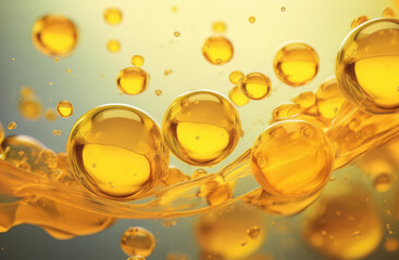 Cooking oil, cooking background, yellow oil drops and water for background