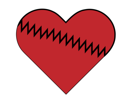 red heart on white