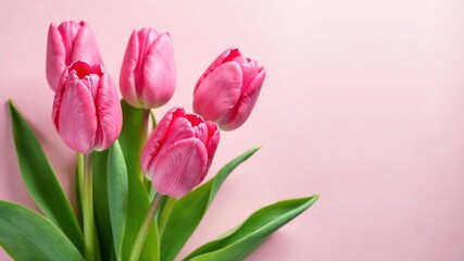Fototapeta premium Fresh Pink Tulips - AI Photorealistic