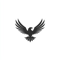 Obraz premium Majestic eagle soaring, wings spread wide, against a white background; ideal for corporate logos