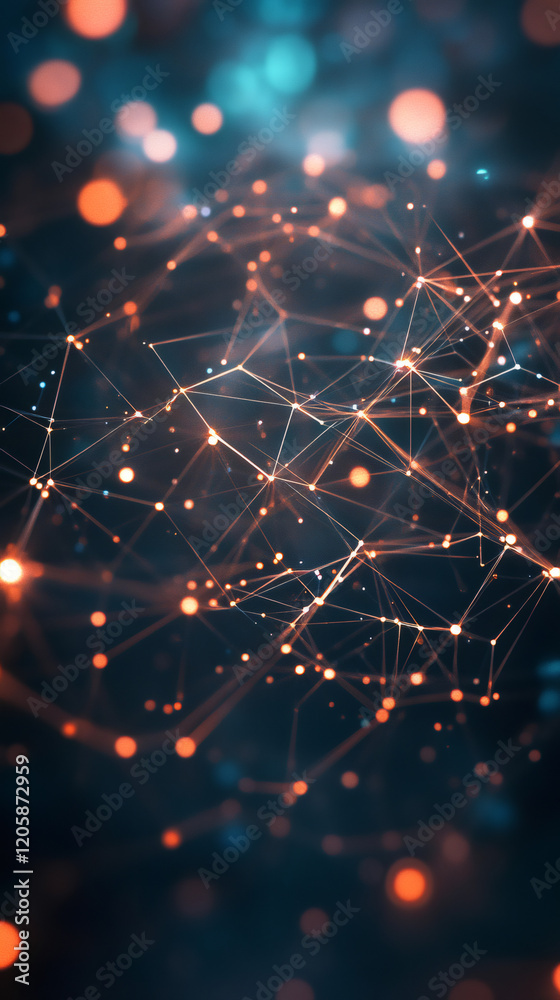 Poster glowing digital network visualizing interconnected global data streams, highlighting technological c