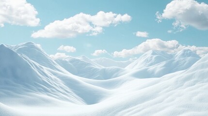 Serene Winter Mountain Landscape: A Breathtaking Panorama of Snow-Covered Peaks under a Clear Sky