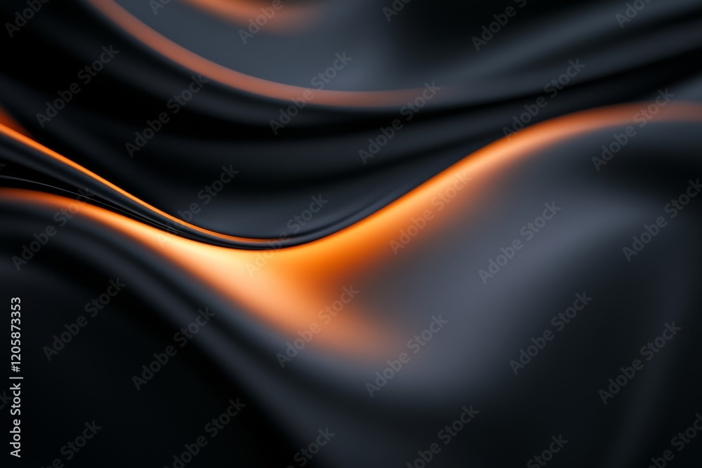 Leinwandbilder This close-up focuses on dark metallic swirls rendered in 3D, emphasizing the smooth, reflective qualities and dynamic lighting that creates striking contrasts