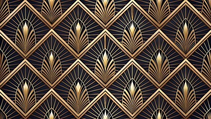 Art Deco pattern, geometric design, repeating diamond shapes, dark elegant wallpaper 