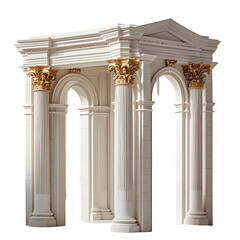 Naklejka premium Elegant stone archway architectural design with columns and arched windows a grand