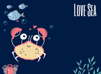 Sea animal ocean cute under water banner concept. Vector graphic design illustration
