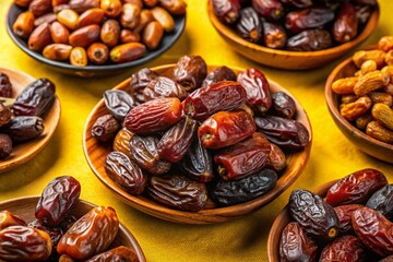 Dried Dates Variety Flat Lay -  Organic Medjool, Deglet Noor, Ajwa & More